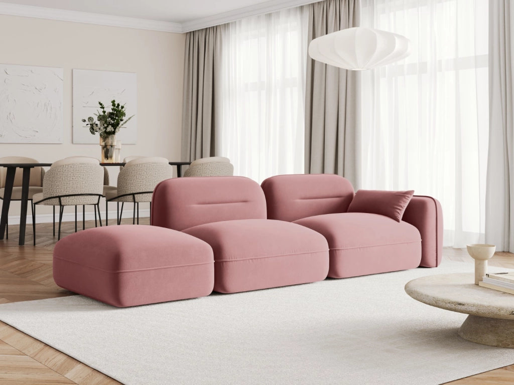 Cosmopolitan Design - Divano modulare sinistro "Sydney" 3 posti in velluto salmone 