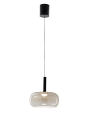 Lampada a Sospensione LED Devero 8W, Ø25cm, Vetro Borosilicato Cognac Sfumato, Dimmerabile, CCT 2700K-3000K-4000K, IP20 - Devero Collection