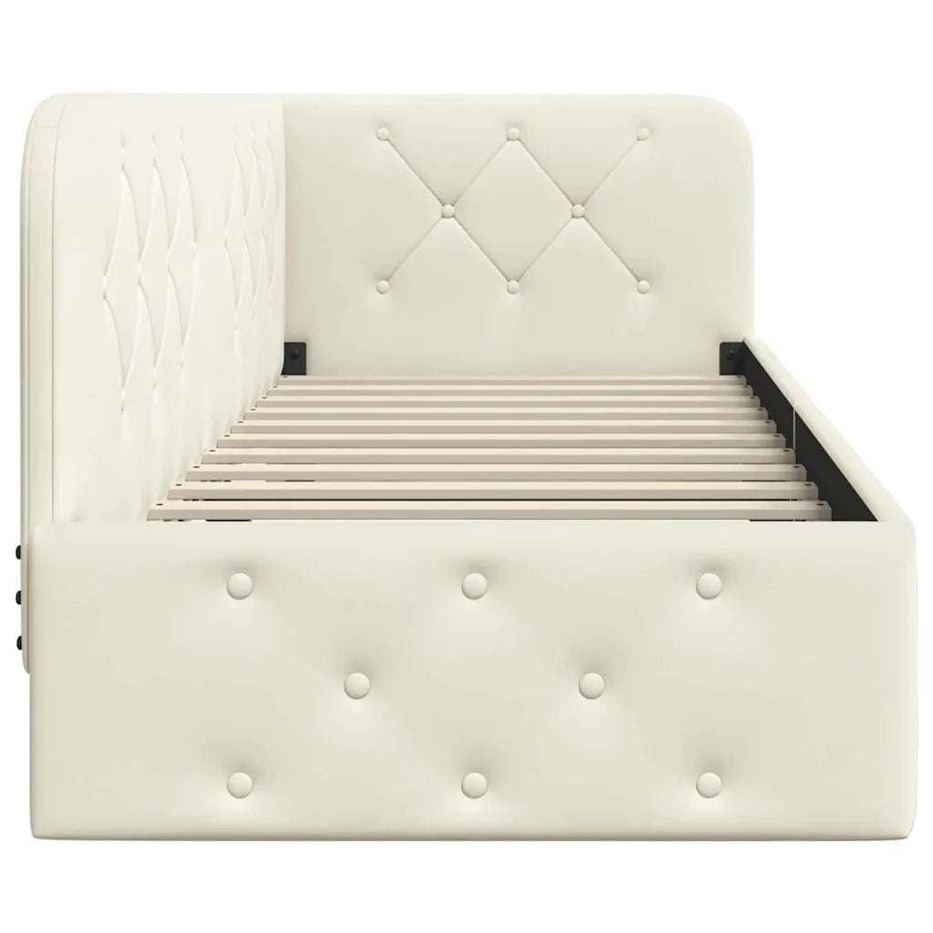 Cornice del letto ad angolo Crema 80 x 200 cm Velluto
