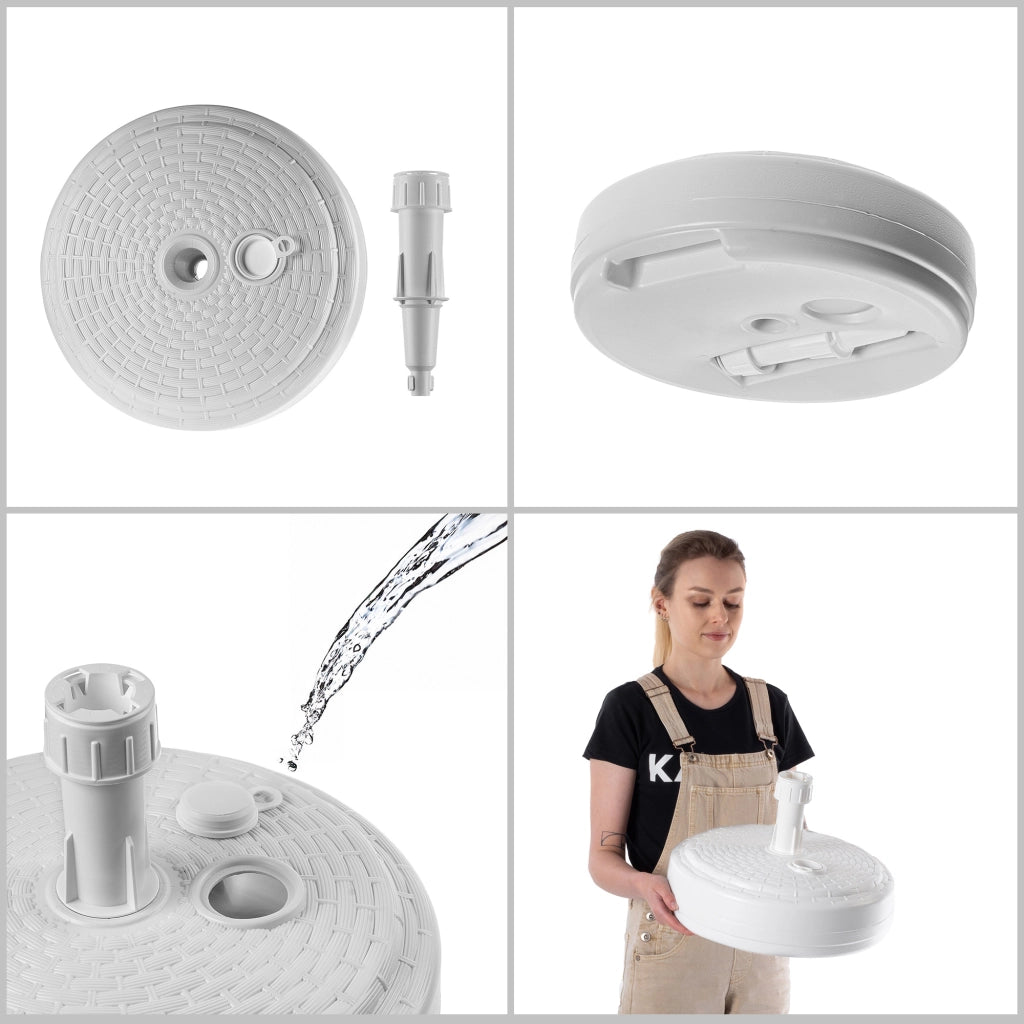 Base per ombrellone da giardino KADAX, rotonda, 39 cm, con peso, bianca