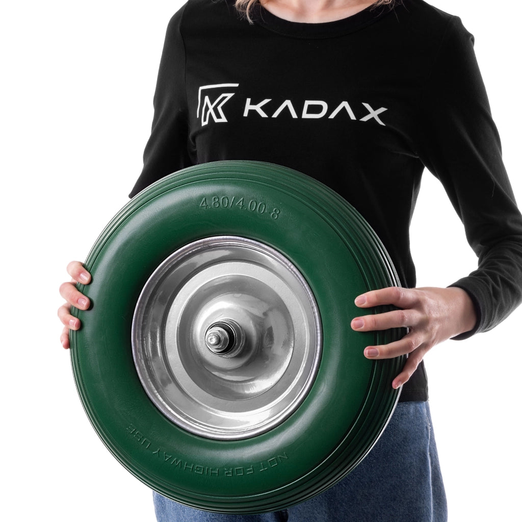 KADAX Kółka do taczek 4.00-8 PU 551030 zielone K16351 + ŚRUBY