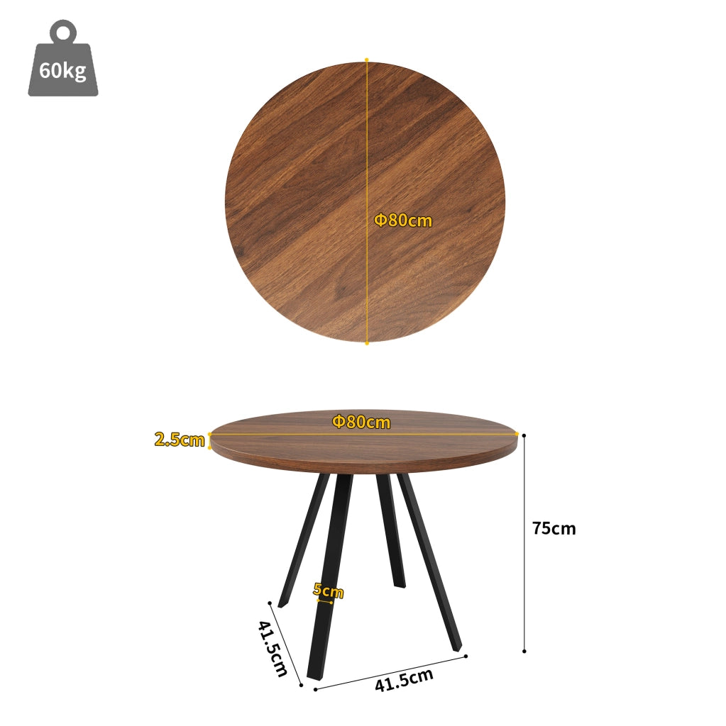 Set tavolo da pranzo 80x80 cm con 4 sedie in velluto noce e nero