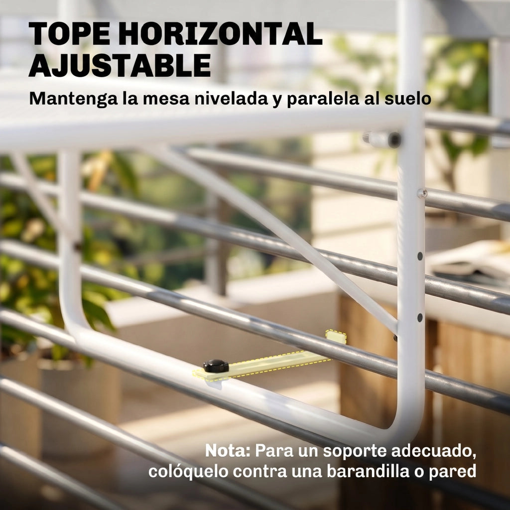 Tavolo da balcone regolabile ¨C zephmum ¨C bianco metallo 60x56x50 cm