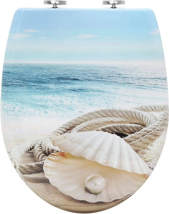 Porta bagno con chiusura soft - Copertura bagno a rilascio rapido - Duroplast - Scharniere in acciaio inossidabile - 37 cm x 47,5 cm