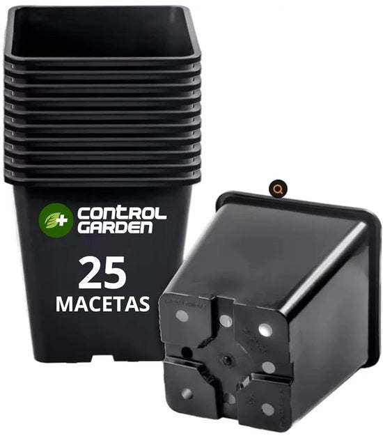 Set di 25 vasi quadrati neri in plastica - 8 x 8 x 7 cm - ideali per interni ed esterni