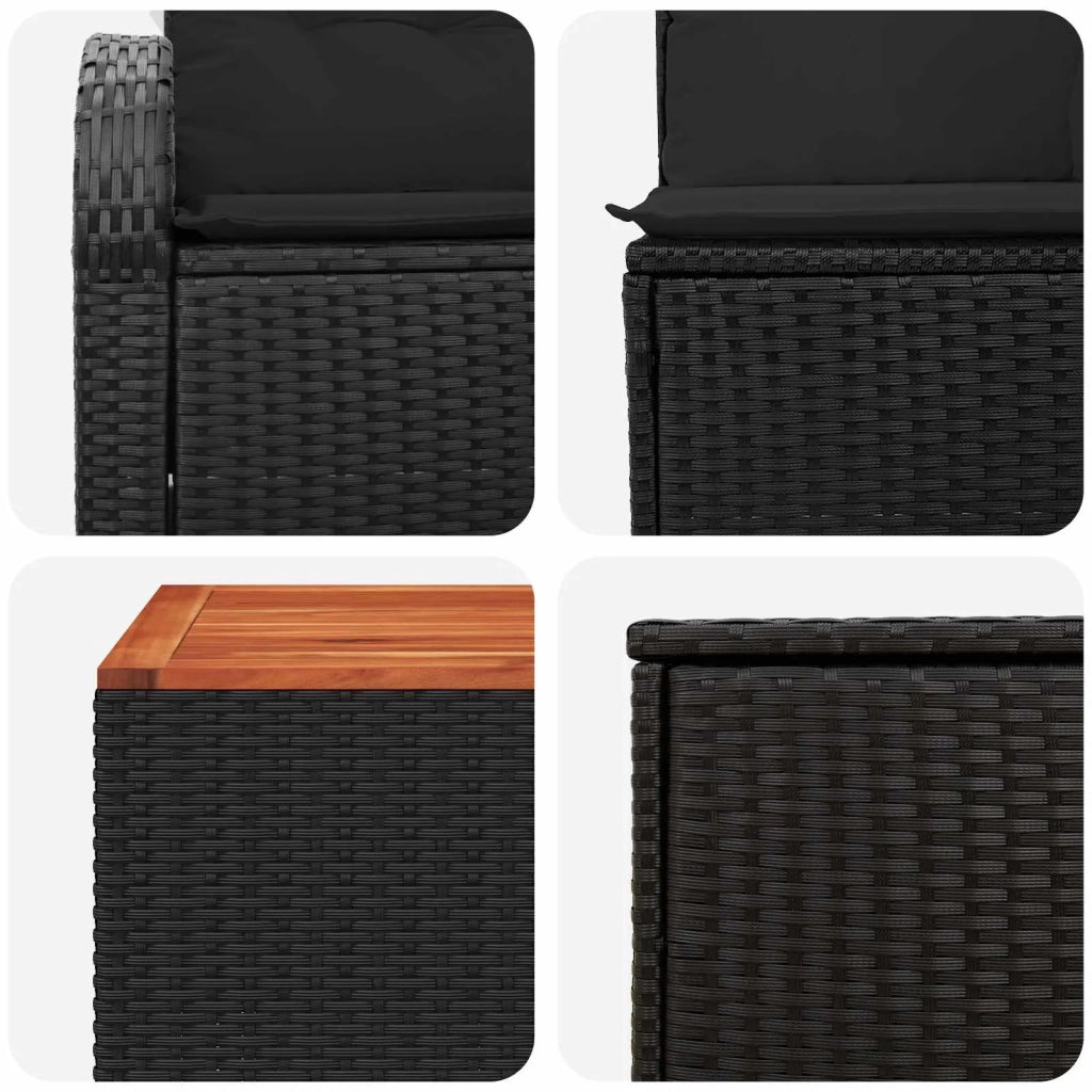 Set di divani 6 pz Nero Rattan sintetico e Acciaio 3447181