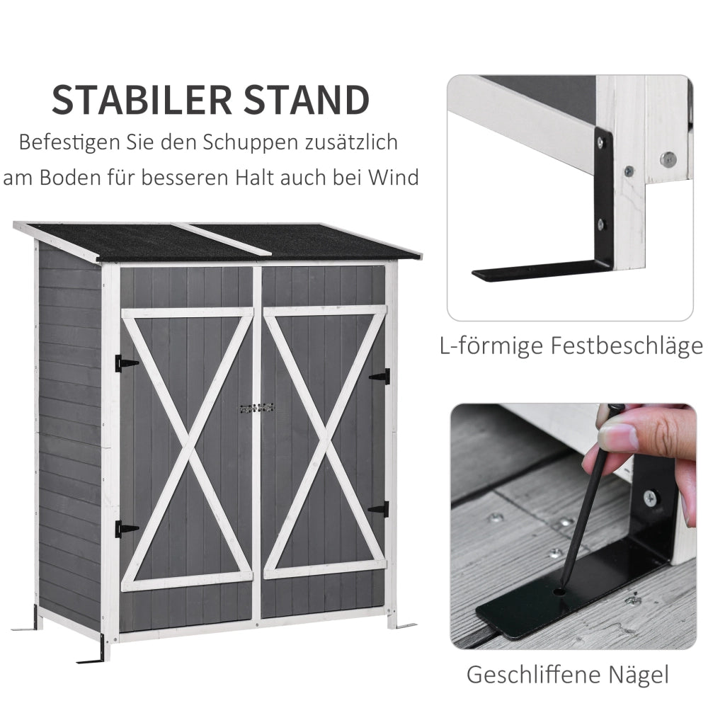 CASSETTA DA GIARDINO 139x75x160 cm Legno Grigio con tavolo da giardino