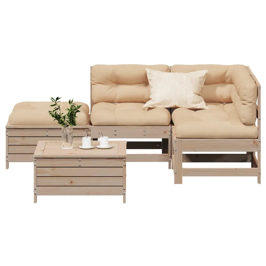 Set Divani Giardino 6 pz con Cuscini in Legno Massello di Pino 3250708