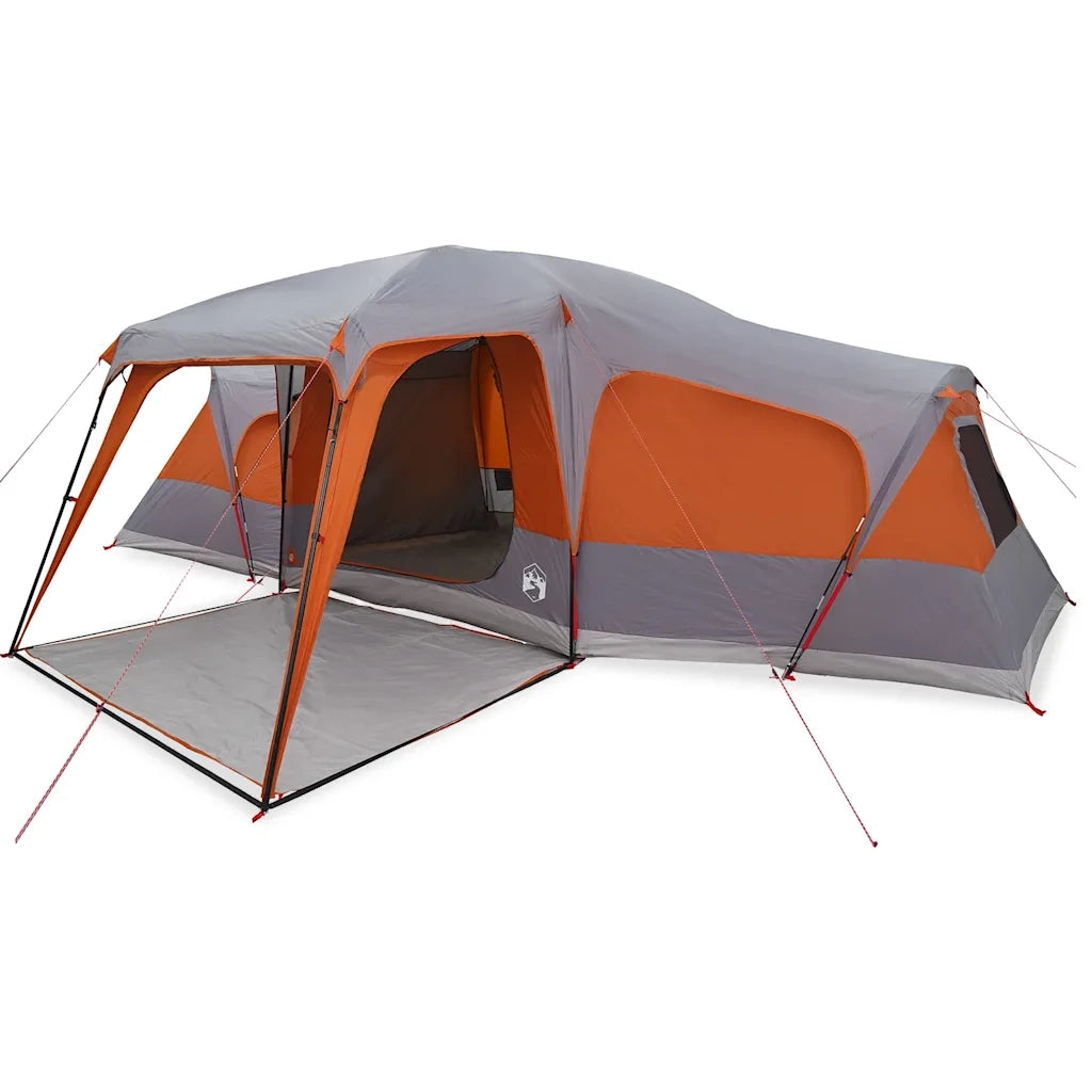 Tenda da Campeggio con Portico 9 Persone Grigio e Arancione 4009586