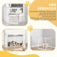 Cancelletto per Cani con Chiusura Automatica e Sistema di Blocco, in Metallo e Plastica, 180x74.5 cm, Bianco