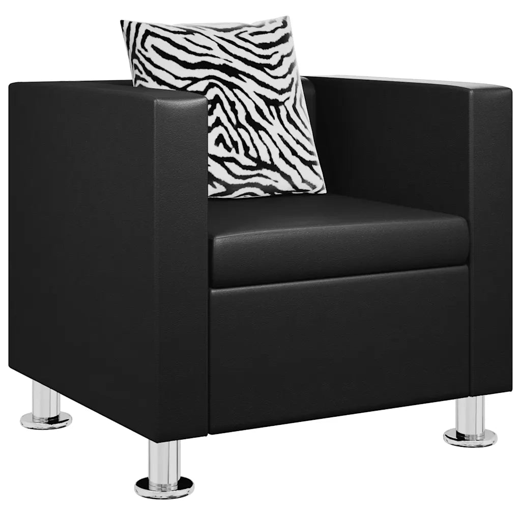 Divano Sedia-Poltrona Nera in Similpelle 601594