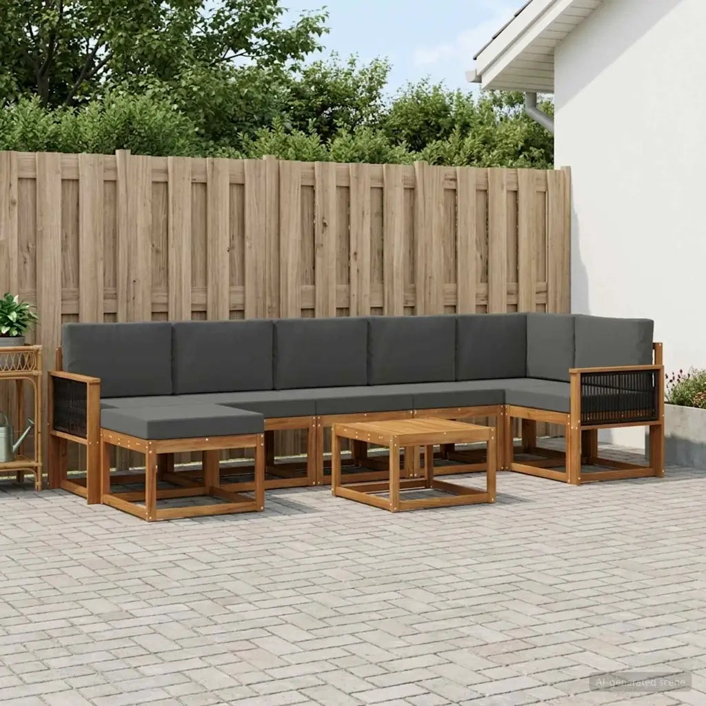 Set di divani da esterno 8 pcs Naturale e Antracite Poliestere 3385413
