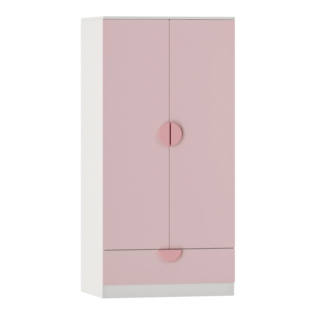 Armadietto Sandnes per Bambini con Appendiabiti e Cassetto 123x60x40 cm Rosa [en.casa]
