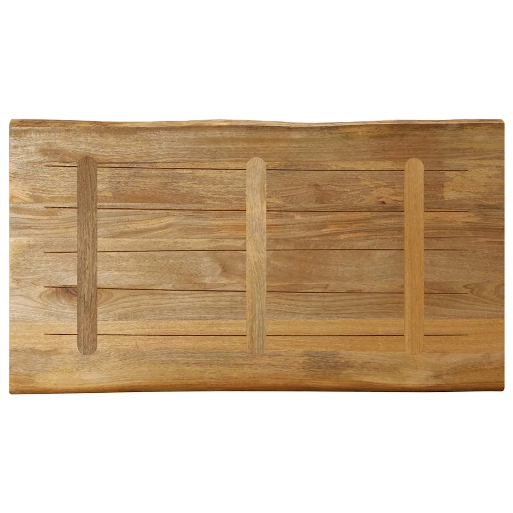 Piano Tavolo Bordi Vivi 100x60x3,8 cm Legno di Mango Grezzo