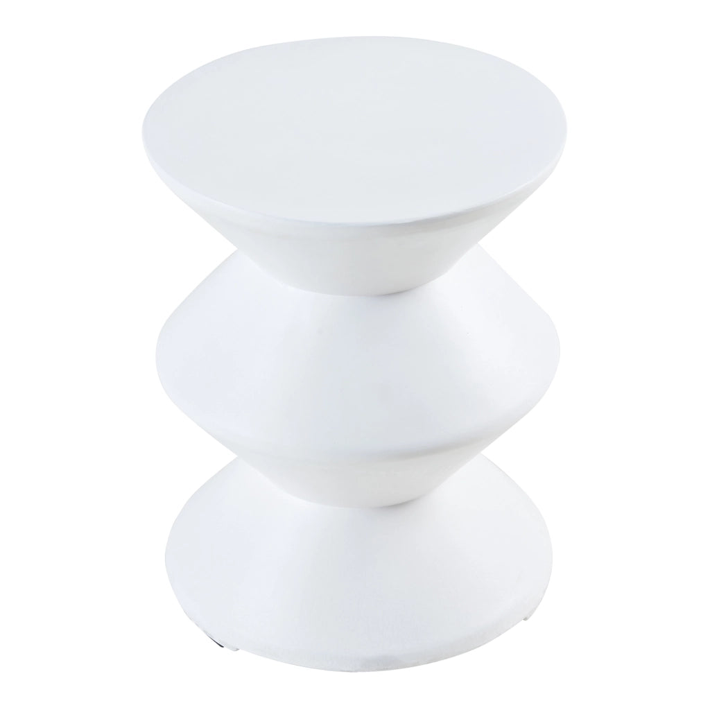 Tavolino Rotondo Kyppeslo in Calcestruzzo Leggero 47xØ37 cm Bianco [en.casa]