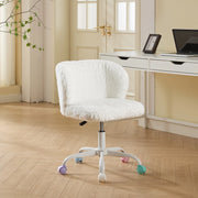 Sedia da Ufficio Imbottita in Pelliccia Sintetica ¨C MINIMAL ¨C Beige, Regolabile, Girevole