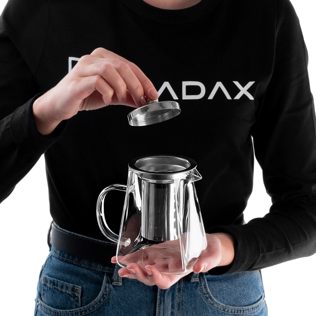 Teiera in vetro resistente al calore KADAX da 650 ml con infusore per tisane