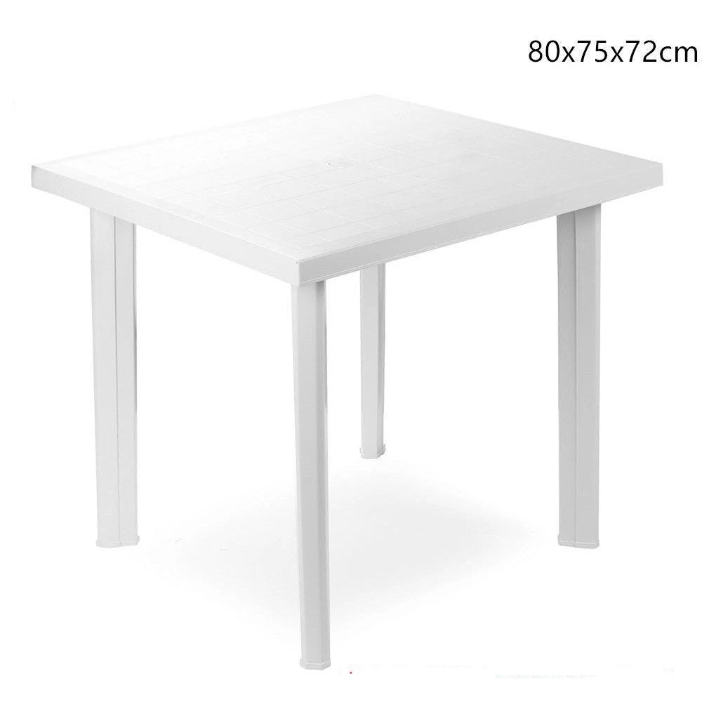 Trade Shop - Tavolo In Plastica Da Giardino Tavola Quadrata Bianco 80x75xh72cm Resistente 908604 -