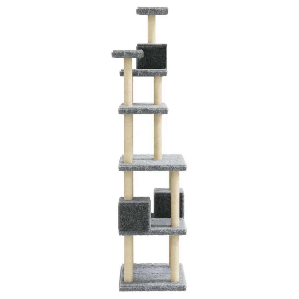 Tiragraffi per gatti torre per arrampicata giocattolo piattaforma per arrampicata con tiragraffi in sisal leggero 188 cm grigio 02_0022598