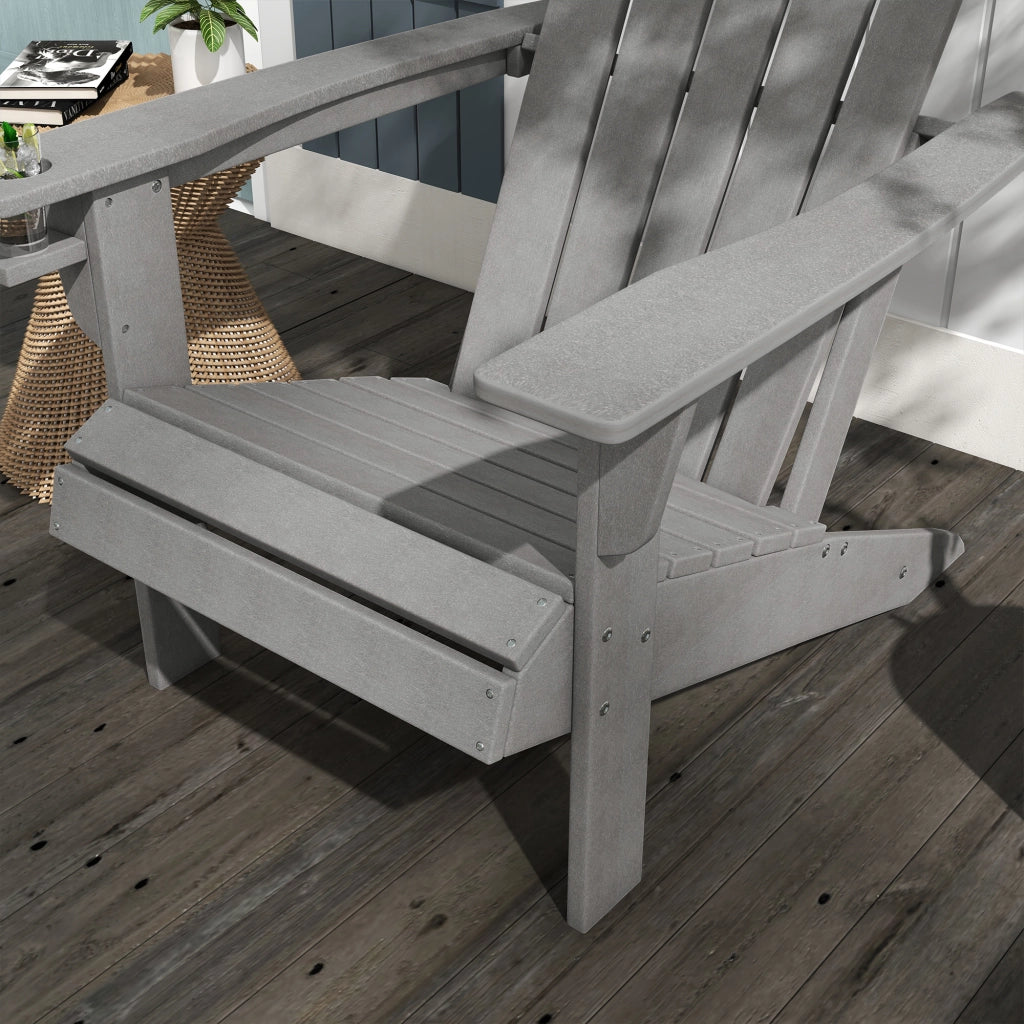 Sedia da giardino ergonomica in grigio HDPE; UV e resistenti alle intemperie; 75 x 87 x 90 cm