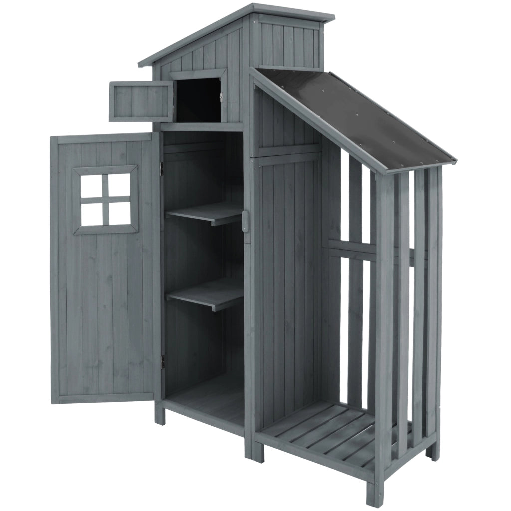 Baracca da giardino Armadio da giardino Armadio da giardino; Altezza x Larga: 124x46 cm; Altezza 124x46x174cm; adatta anche a piccoli giardini; Grigio; (capanna in legno; 1 pezza; capanno da giardino)