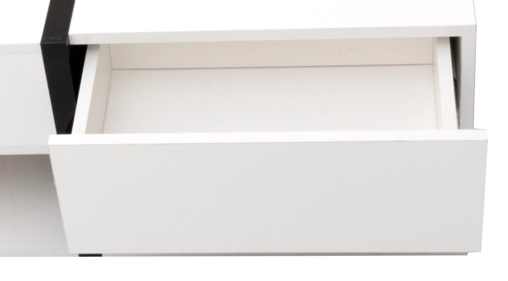 Tavolino da caffè quadrato con 4 cassetti; 78x78x36 cm; in truciolare bianco e nero lucido