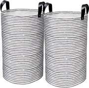 Wastino 2 pezzi 60 litri - grande sacco di lavanderia con chiodi a molla rinforzati - impugnature in pelle PU - lavanderia a secco - impermeabile per interni - raccolta rifiuti per la doccia nero