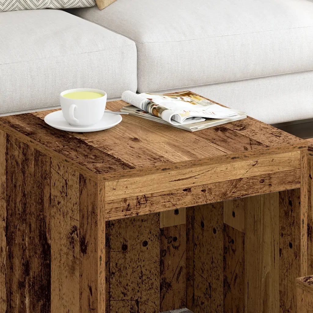Tavolini Impilabili 3 pz | Tavolo laterale Legno Antico in Legno Multistrato