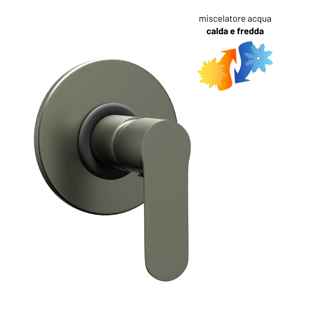 Miscelatore doccia incasso oceania ottone canna di fucile *** design maniglia liscia, confezione 1