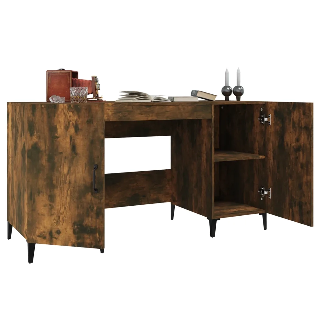 Scrivania | Tavolo da Ufficio Rovere Fumo 140x50x75 cm in Legno Multistrato