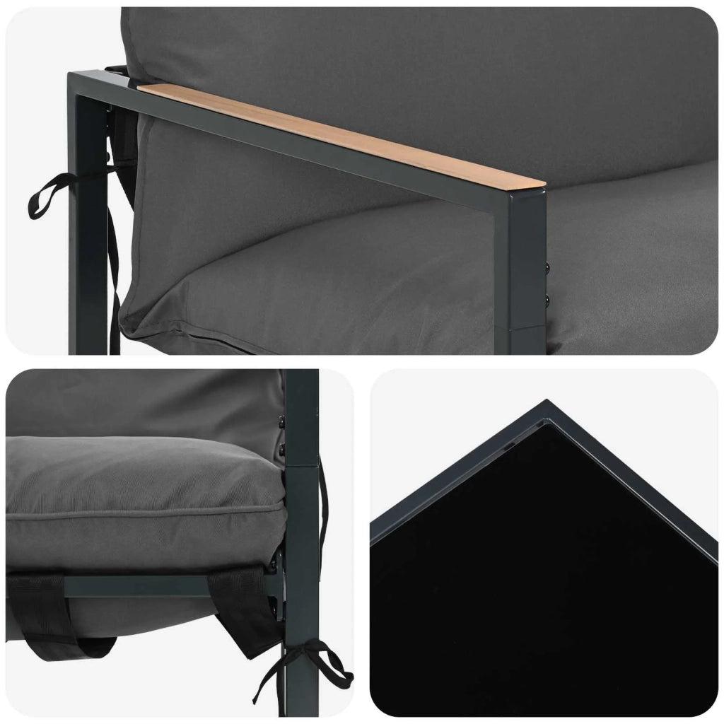 Set Divano da Giardino 4 pcs Nero e antracite Acciaio 3428164