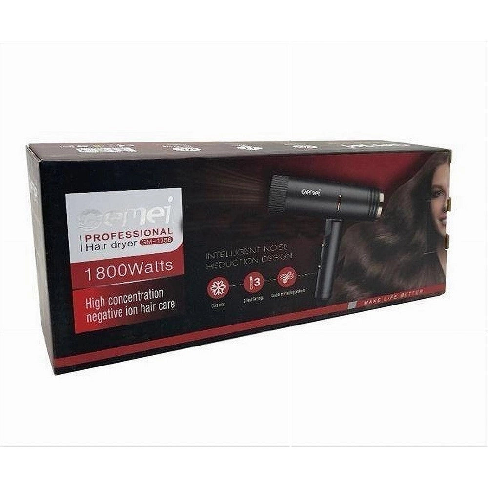 Trade Shop - Asciugacapelli Professionale 1800watt Con Maniglia Pieghevole 2 Velocità Gm-1788 -