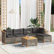 Set Divano da Giardino 6 pz con Cuscini Grigio in Polyrattan 3261795