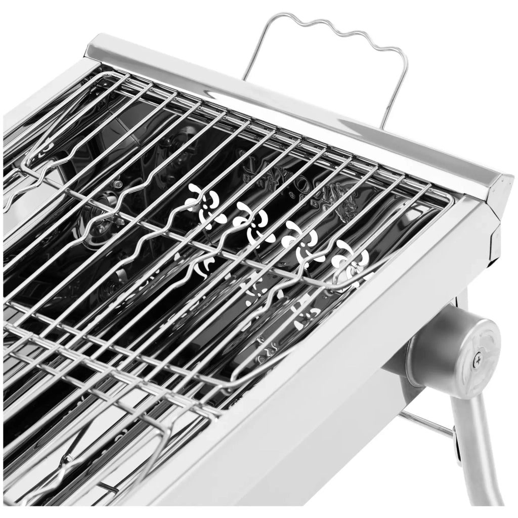 Barbecue a carbonella con ripiano laterale ribaltabile 43 x 25 cm acciaio zincato acciaio inox argento 14_0008404