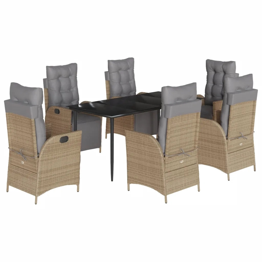 Set Pranzo da Giardino 7 pz con Cuscini Beige Misto Polyrattan 3213452