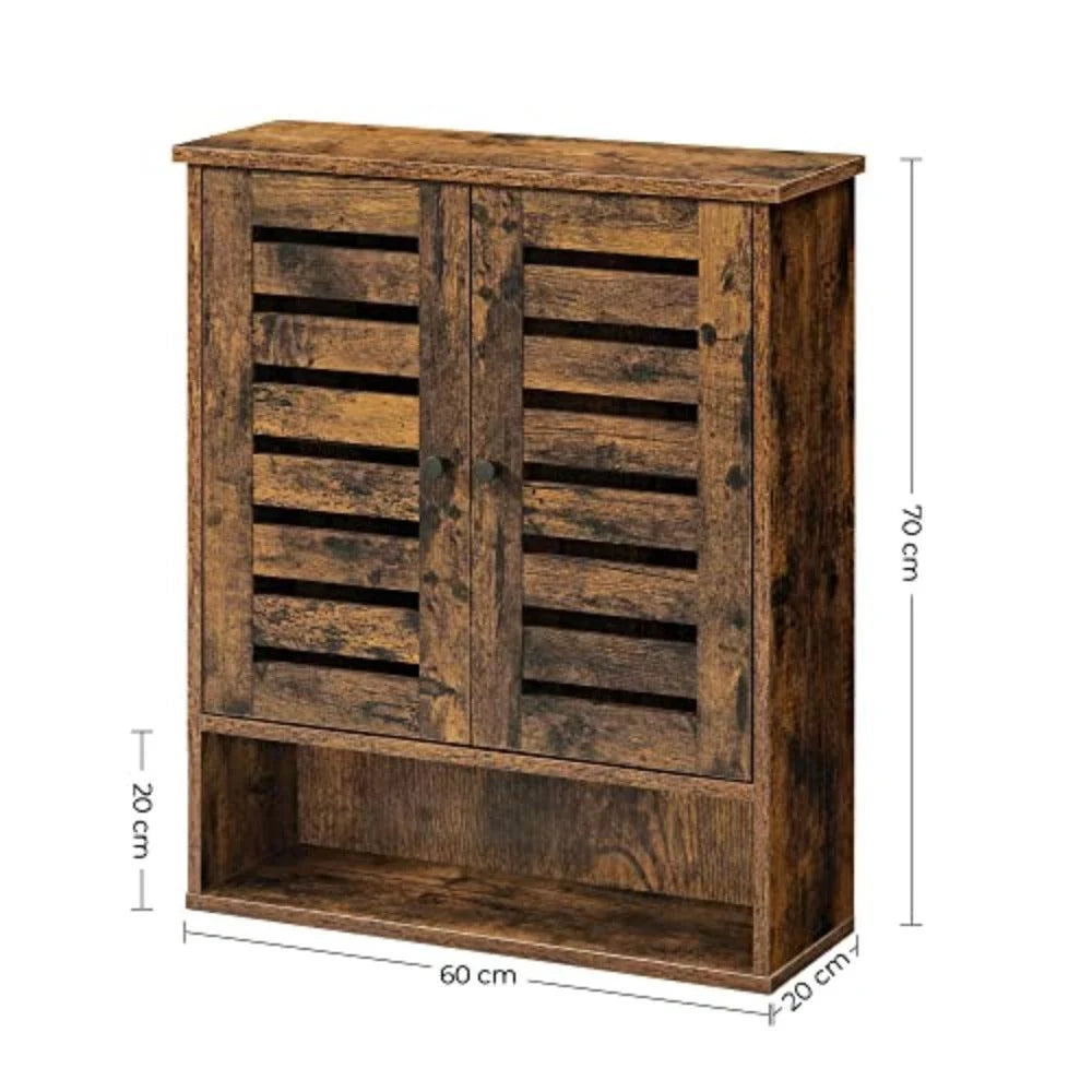 Mobiletto da bagno sospeso armadietto per medicinali armadietto a giorno ripiano regolabile in altezza 70 cm marrone rustico 12_0002740