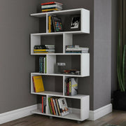 Libreria Severa, Scaffale da ufficio, Mobile portalibri, Biblioteca, 90x20h156 cm, Bianco