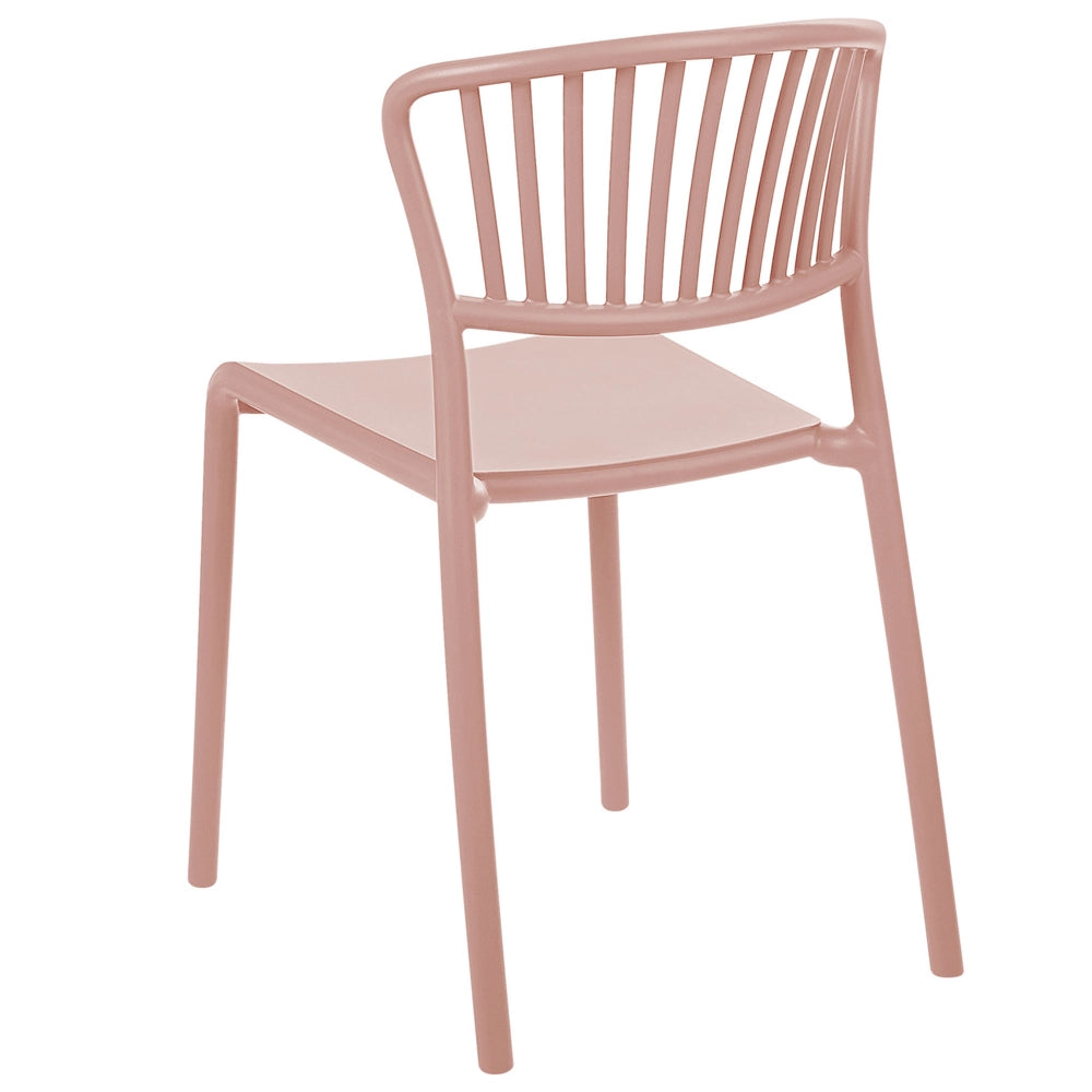 Set di 4 sedie da pranzo in plastica rosa per interni ed esterni da giardino impilabili in stile minimalista