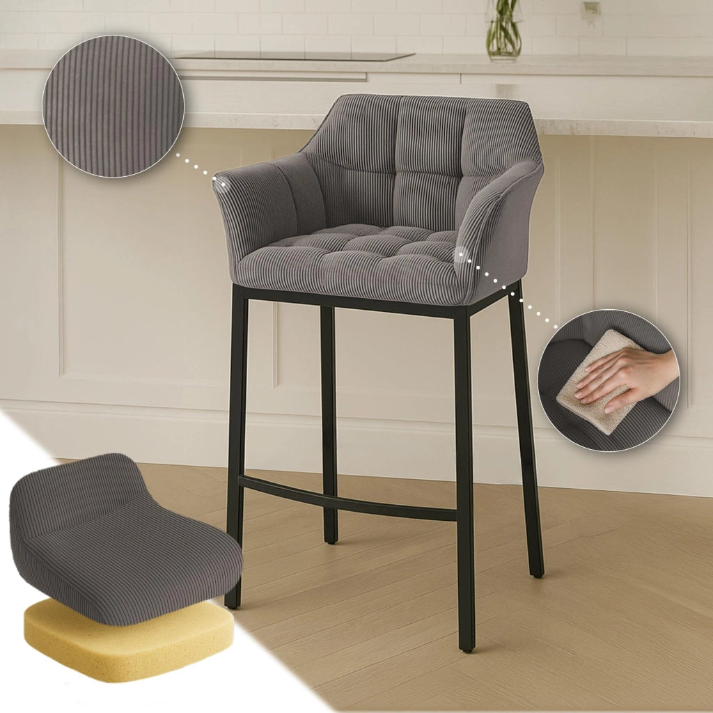 Sgabello bar Damaso B Cord con telaio a 4 piedi 2