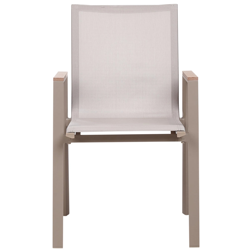Set da pranzo da giardino a 4 posti Struttura in alluminio Taupe Piano in legno plastico 4 sedie e tavolo da pranzo