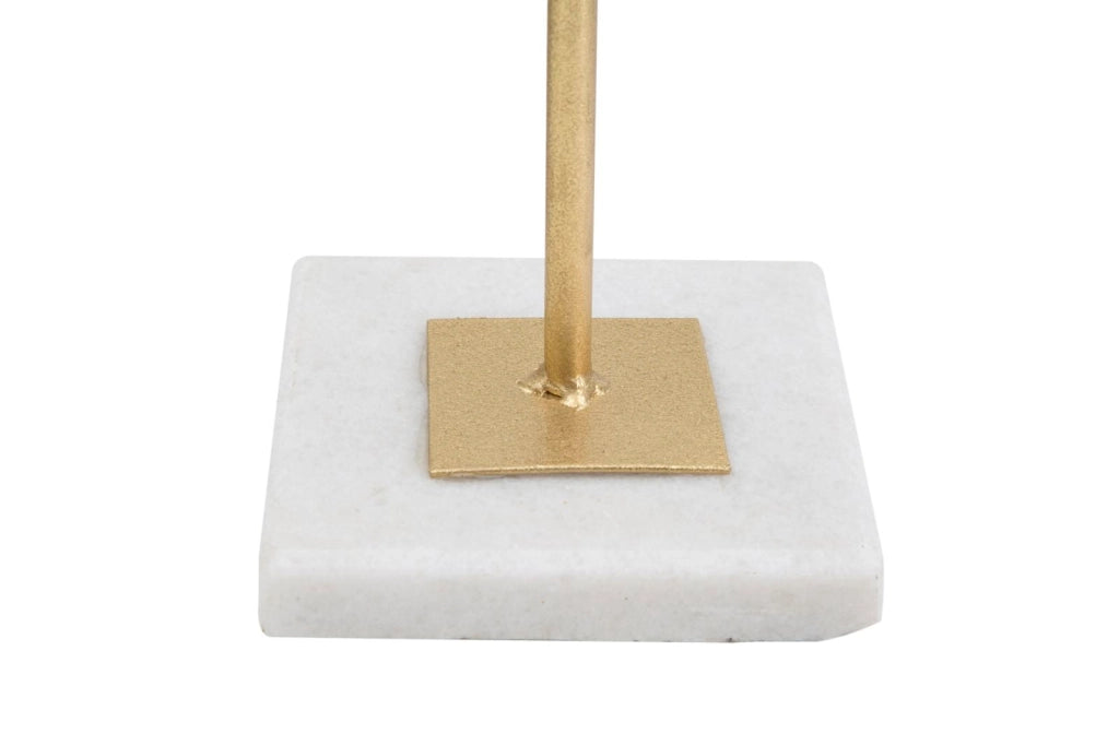 Scultura Cube 16x18x52,5 cm in Ferro e Marmo Oro e Bianco