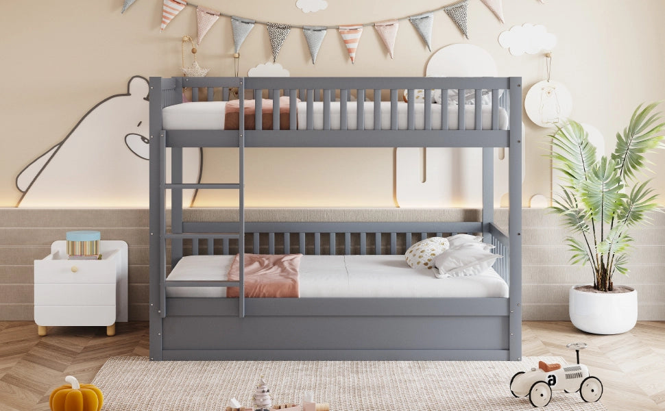 Letto a castello con sistema di stoccaggio idraulico legno grigio 90x200 cm