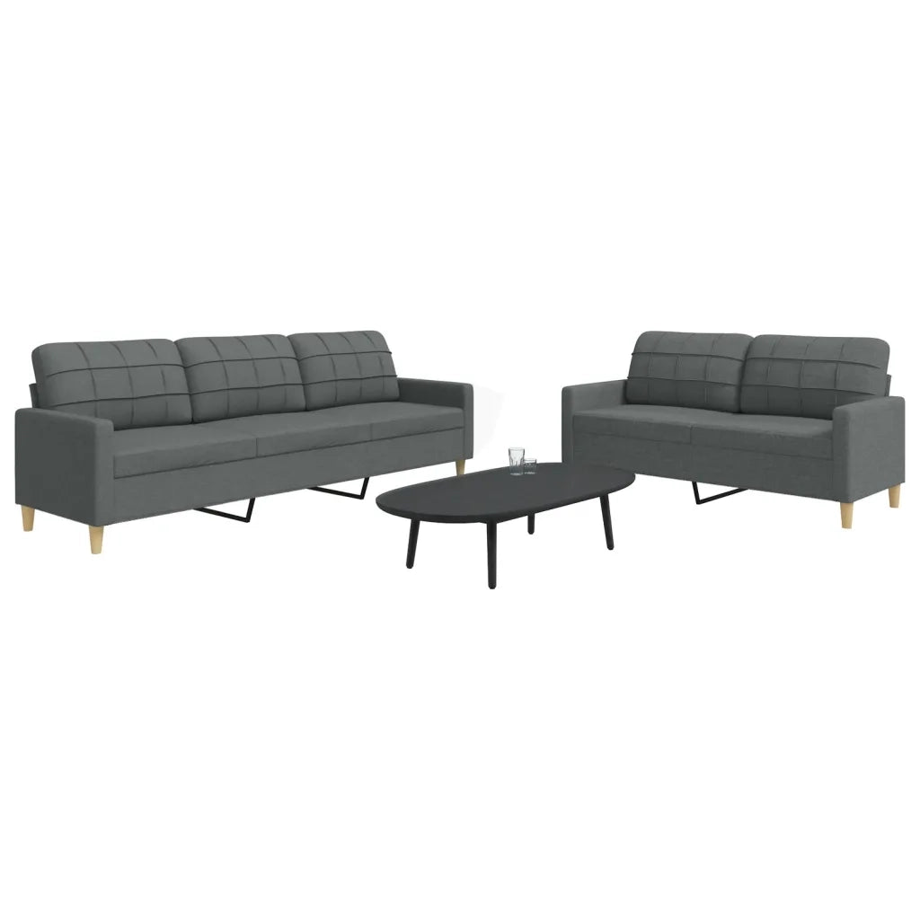vidaXL Set di Divani 2 pz Grigio Scuro in Tessuto