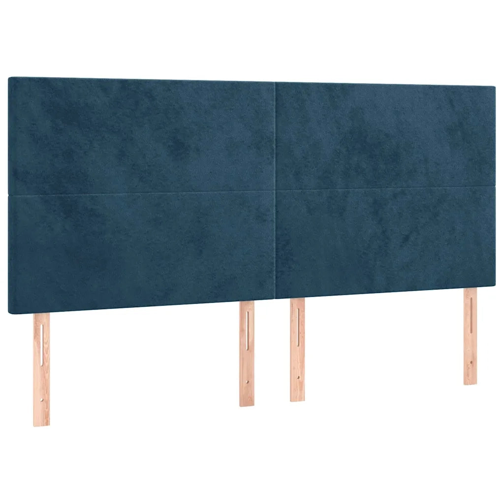 Letto a Molle con Materasso e LED Blu Scuro 160x200 cm