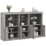 Credenza con Luci LED-Buffet-Armadio da cucina Grigio Sonoma 162x37x100 cm