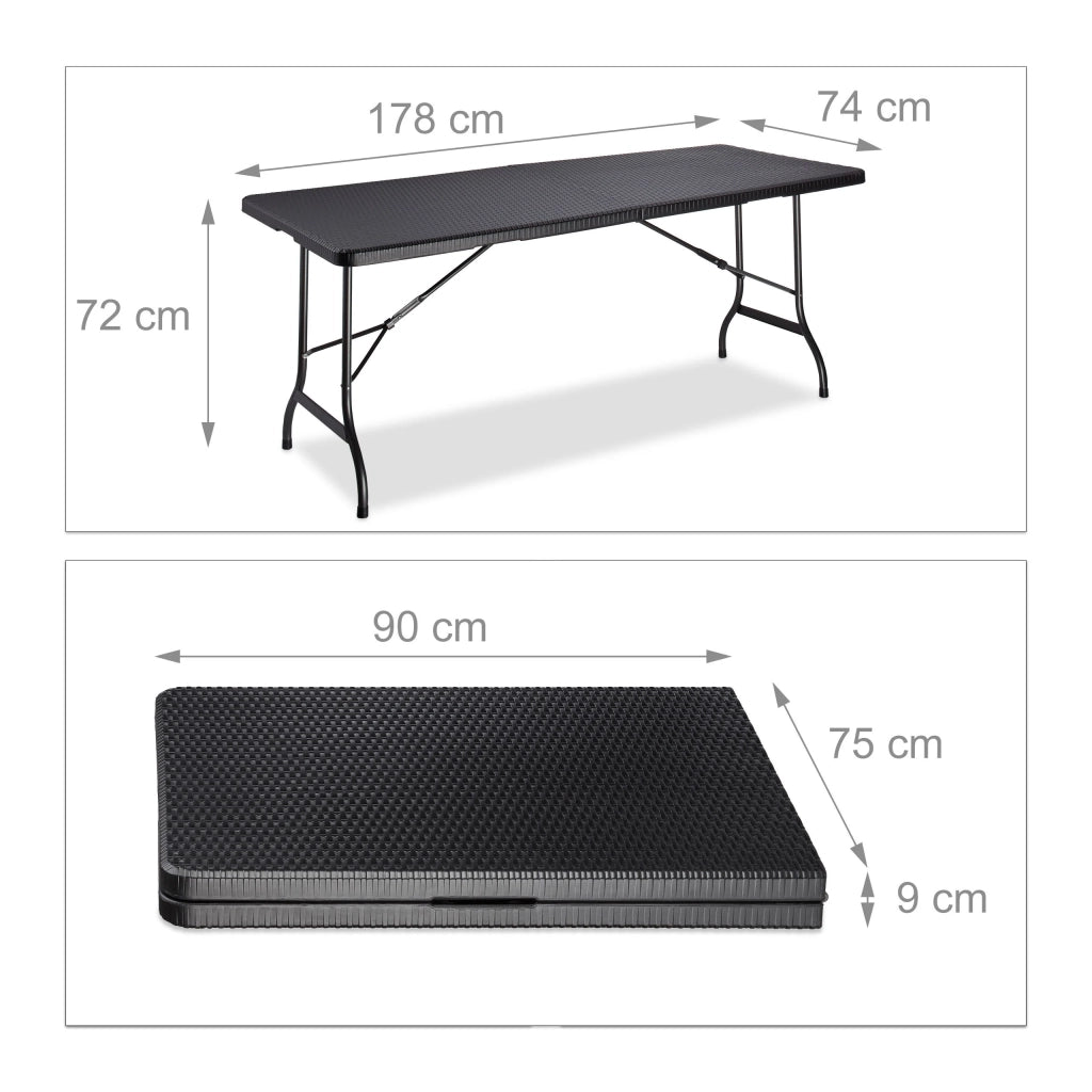 Tavolo da giardino pieghevole da campeggio 72 x 178 x 74 cm nero 2013111