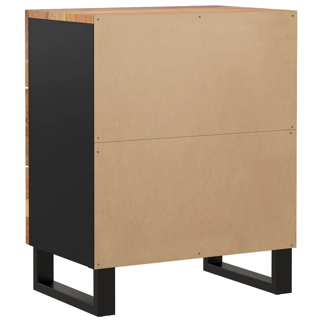 Comodino-Tavolino da notte 50x33x62 cm Legno Massello Acacia e Legno Multistrato