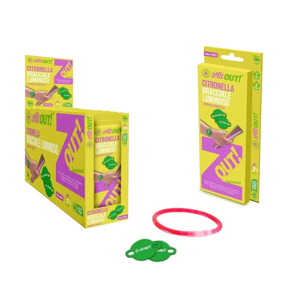 Trade Shop - Set 20pz Braccialetto Luminoso Da 6pz Repellente Alla Citronella Con 2 Ricariche 625686a -