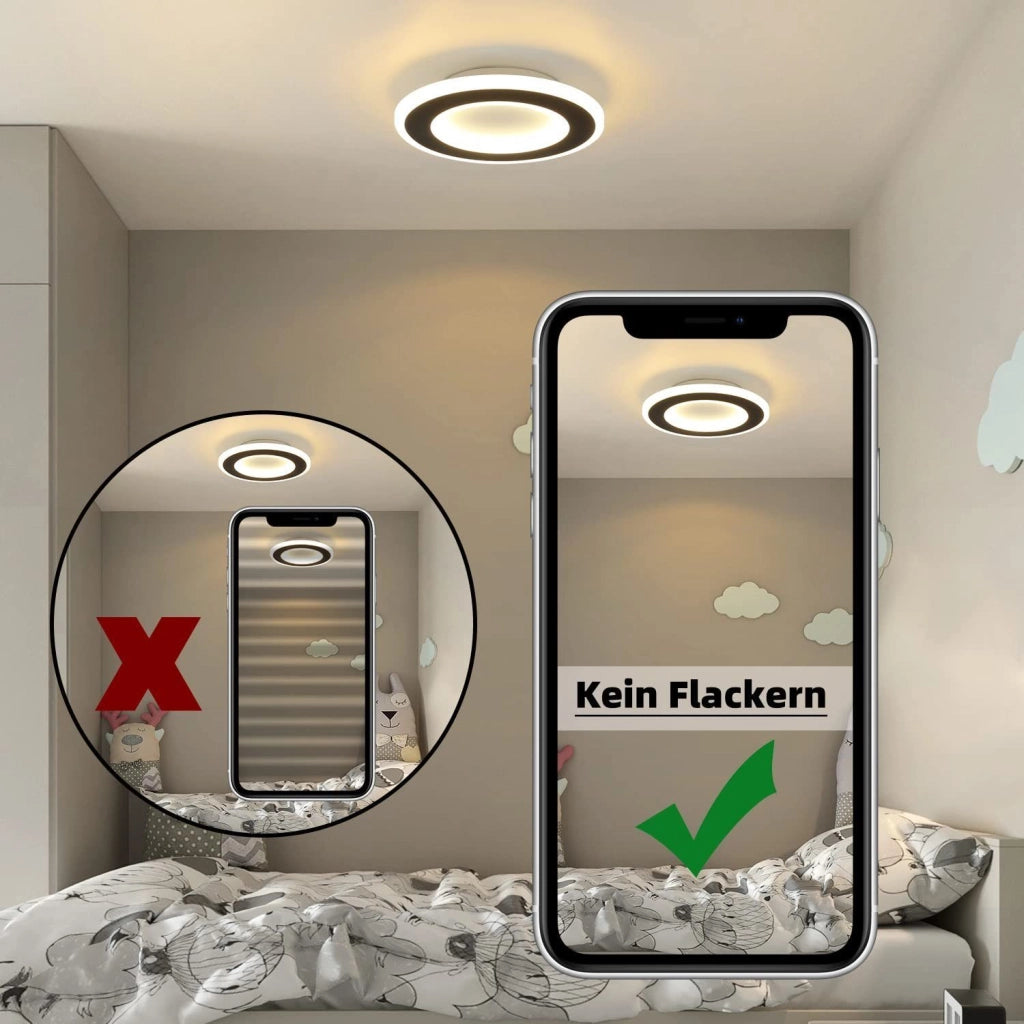 ZMH Lampada da soffitto a LED in bianco e nero da 24 cm per soggiorno e corridoio