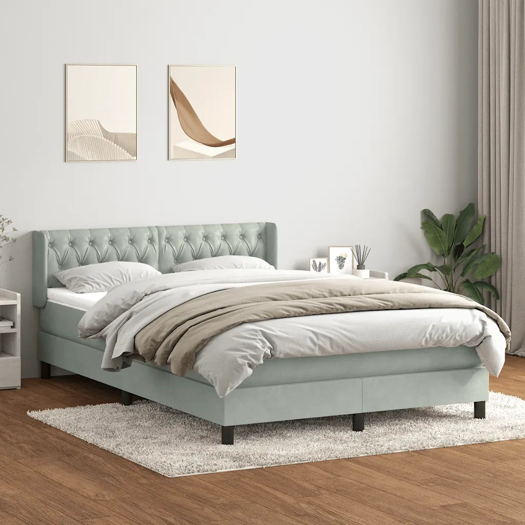Giroletto a Molle con Materasso Grigio Chiaro 160x220cm Velluto